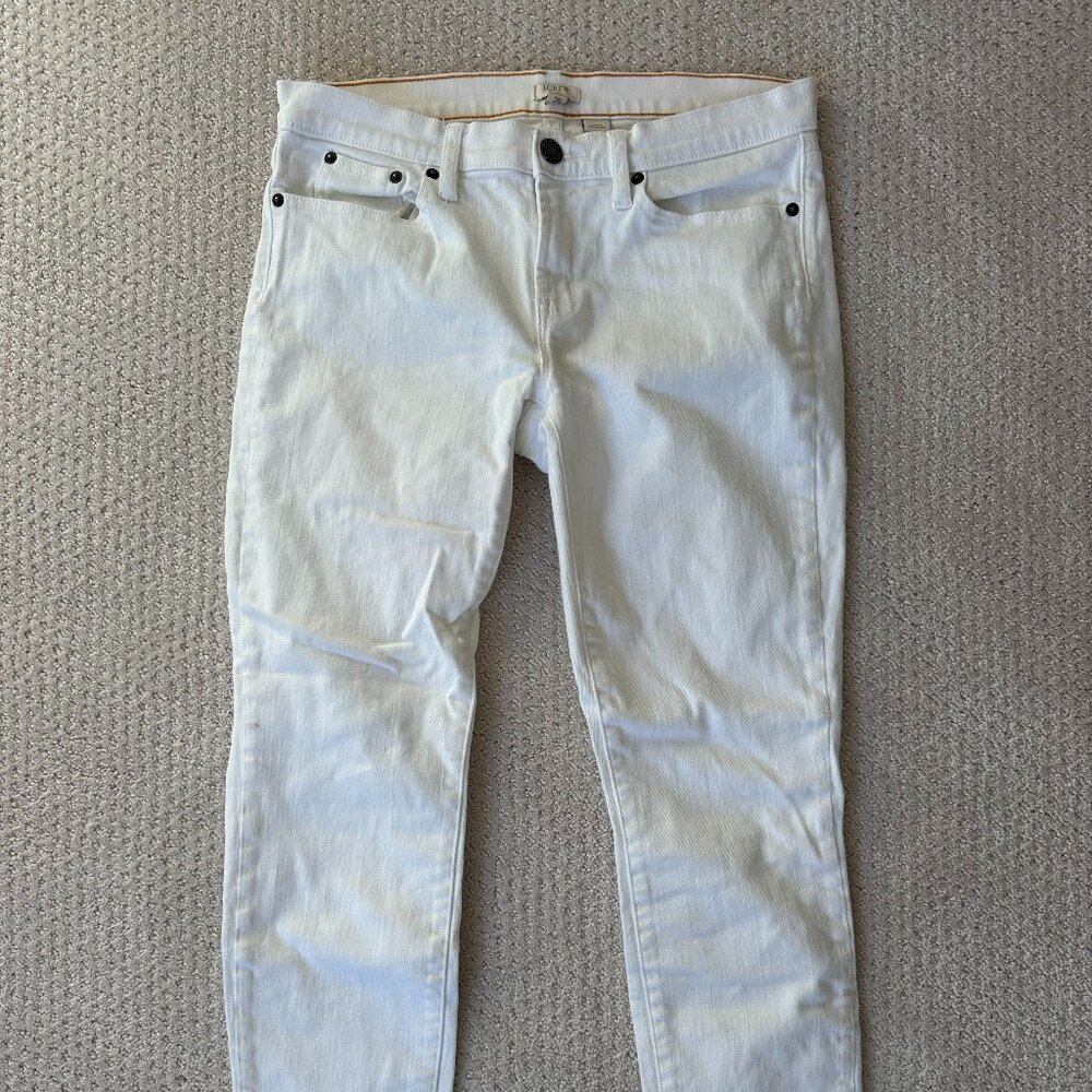 J Crew White Denim Straight Leg Stretch Jeans Size 29